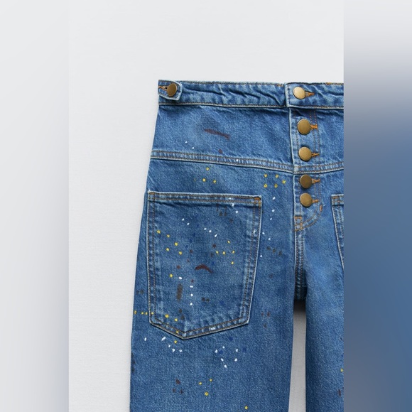 ZARA THE RISE CROPPED PAINTER ZW JEANS - Picture 10 of 10